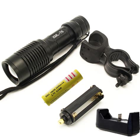 LED Flashlight Zoom 5000 lumen Cree XML T6 LED Tactical Flashlight Torch with 18650 Battery ...