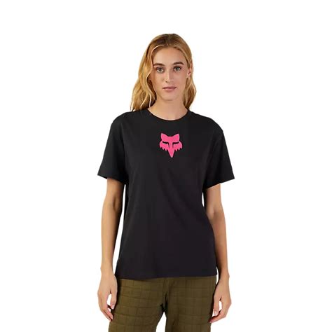 Fox Ladies Fox Head Short Sleeve Tee Tshirt Black Pink Womens Fox