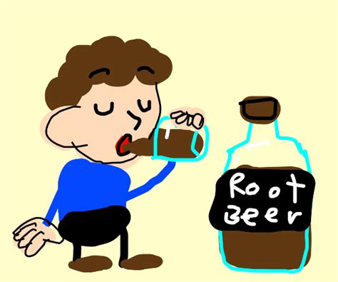 guy drinks root beer - Drawception