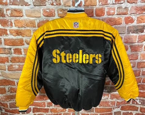 Vintage 90s Pittsburgh Steelers Satin Puffer Starter Pro Line Jacket Sz