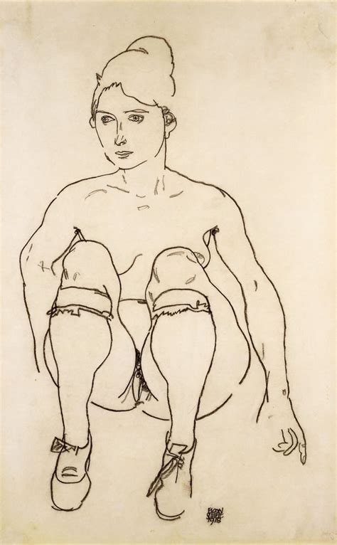 Seated Nude With Shoes And Stockings By Egon Schiele