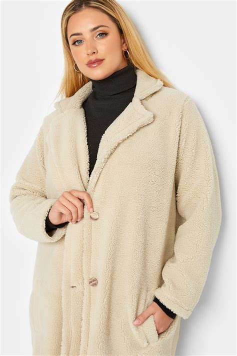 Yours Luxury Plus Size Curve Cream Faux Fur Coat Yours Clothing