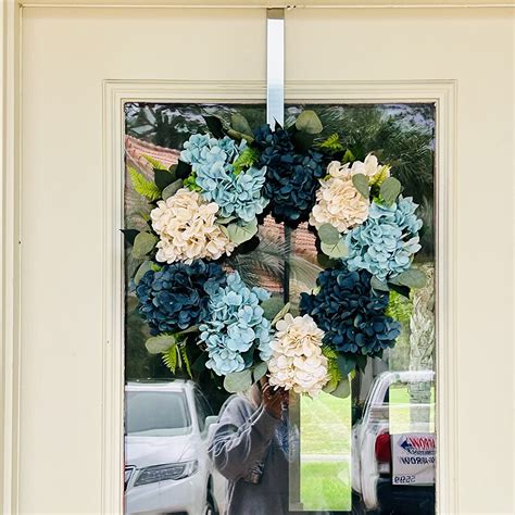 9mo Finance Qunwreath Spring Wreath For Front Door Summer Wreath Handmade 18 Inch White Blue