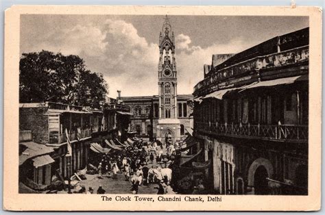 The Clock Tower Chandni Chank Delhi India Crowd Historical Antique