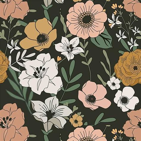 Abyssaly Vintage Large Floral Peel And Stick Wallpaper Boho Retro