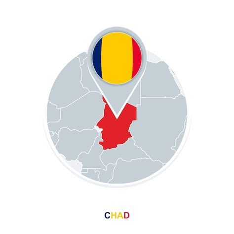 Premium Vector Chad Map And Flag Vector Map Icon With Highlighted Chad