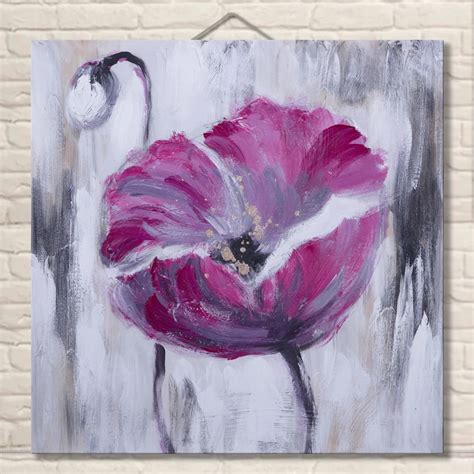 Simple Abstract Painting Flower Wall Art Hand Painted Purple Flower Oil ...