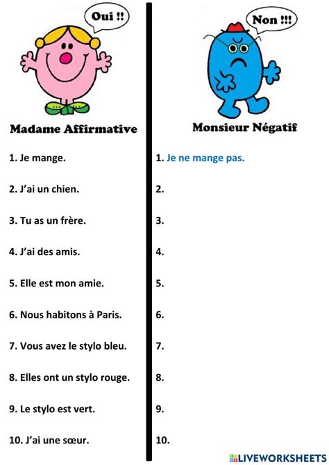 Négation NE PAS worksheet Exercice grammaire ce1 Enseignement du