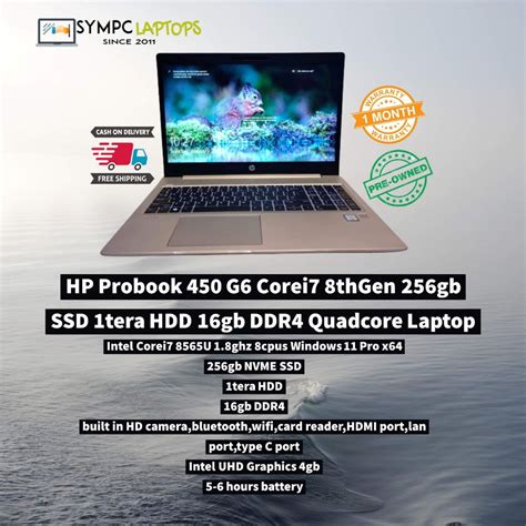 Hp Probook 450 G6 Corei7 8thGen 256gb NVME SSD 1Tera HDD 16gb DDR4 15