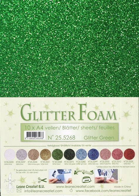 Leane Creatief 10 Glitter Foam Sheets A4 - Green | Michaels