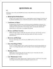 Dbms Assignment Docx Question A Following Are Some Of The Ways