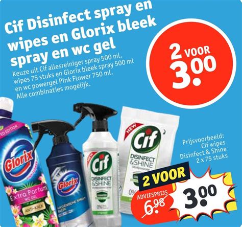 Cif Disinfect Spray En Wipes En Glorix Bleek Spray En Wc Gel Aanbieding