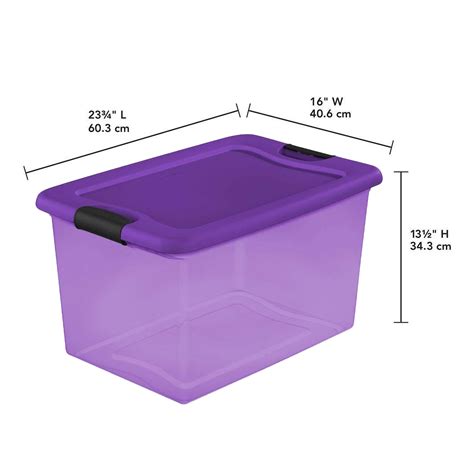 Sterilite 64 Quart Latching Plastic Storage Container Purple And Orange