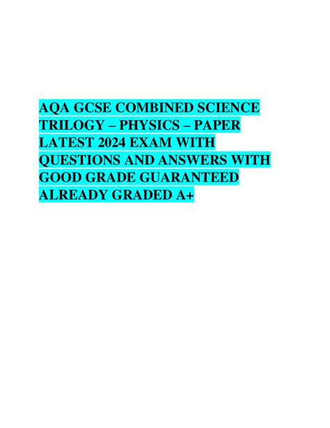 AQA GCSE COMBINED SCIENCE BIOLOGY LATEST UPDATED ACTUAL FINAL EXAM