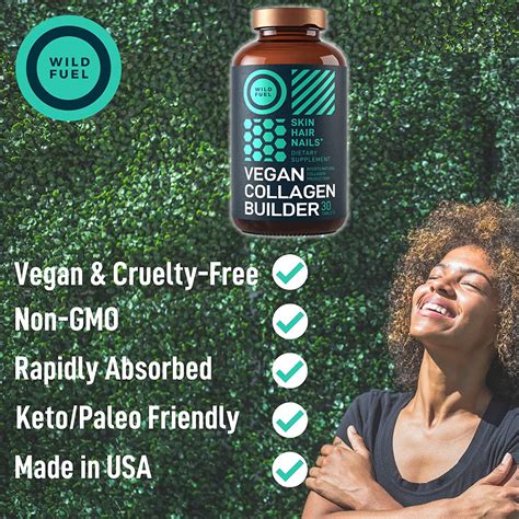 Vegan Collagen Builder Tablets Plant Based Organic Supplement For Skin Hair Nails And Joints