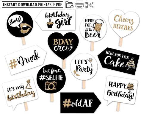 Funny Adult Birthday Printable Photo Booth Props Signs Etsy Canada