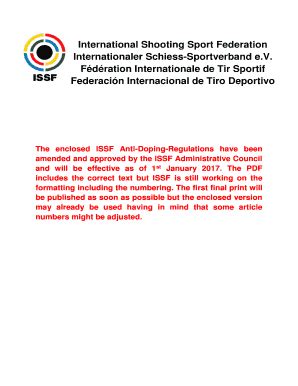 Fillable Online The Enclosed ISSF Anti Doping Regulations Have Been Fax