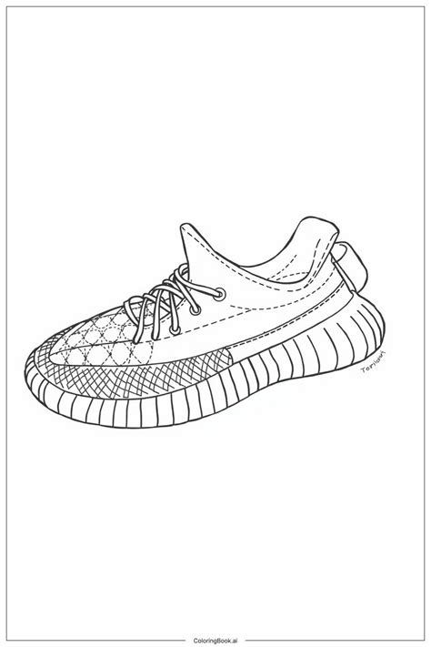 Yeezy Shoe Side View Coloring Page Free Pdfandpng Printable