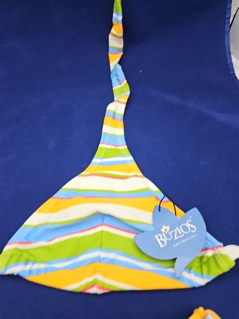 Swim Bathing Suit Bikini Two Pc Buzios Brazil Med Peach Blue Green New