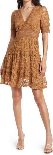 Nsr Surplice Neck Elbow Length Sleeve Lace Minidress Nordstromrack