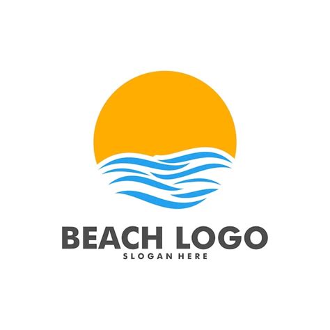 Diseño de logotipo de playa vector palma de playa y plantilla de vector