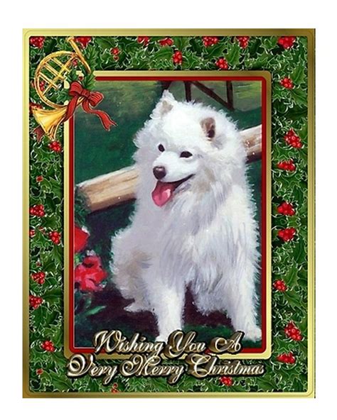 Japanese Spitz Dog Christmas Painting By Olde Time Mercantile Fine