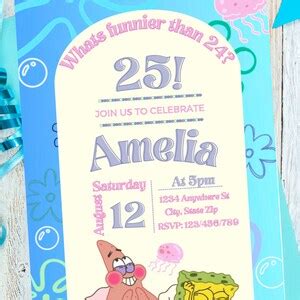 What S Funnier Than 24 25 Spongebob Birthday Invitation Etsy