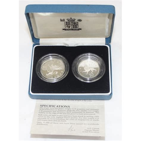 2 Boxed Royal Mint Silver Proof Coin Sets 1990 Silver Proof 5p 1992