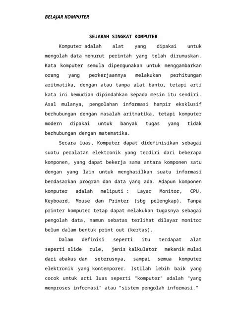 Docx Sejarah Singkat Komputer Dokumen Tips