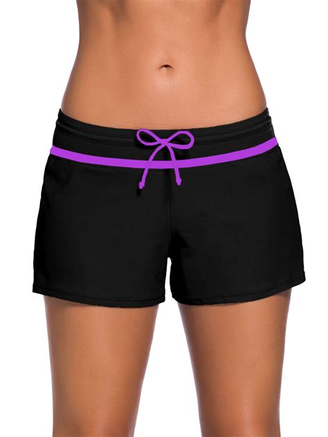 Sexy Dance Women Swim Shorts Swimsuit Bottoms Waistband Swimwear Sporty