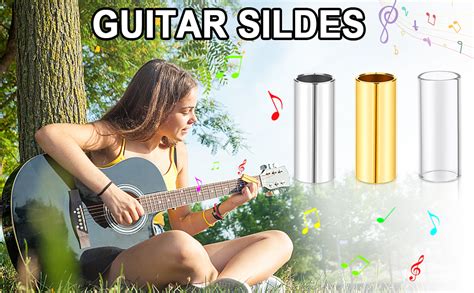 Augshy 4 Pieces Medium Guitar Slides For Acousticstainless