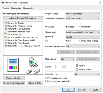 Como selecionar configurações básicas de impressão Windows