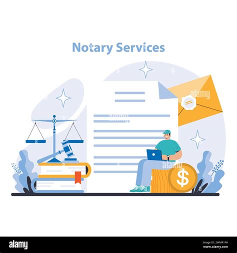 Notary Services Concept Authenticating Documents With Official