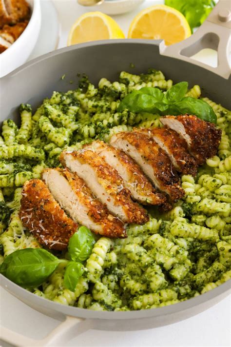 Pesto Pasta With Crispy Parmesan Chicken Moribyan