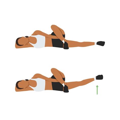 Woman doing Lying Crossover Leg Lift Exercise in 2 steps. Illustration ...