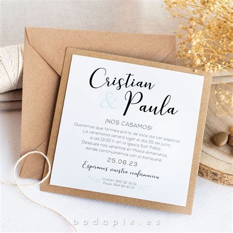 Invitación de boda rústica Ornamentals Kraft desde 1 10 Bodapix