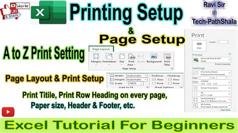 Excel Print Page Setup How To Print In Excel Printing Tips For