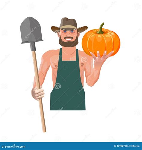 Farmer With Pumpkin Stock Vector Illustration Of Design 139327266