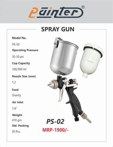 Painter Teflone Stainless Steel Paint Spray Gun 300ml Nozzle Size 1