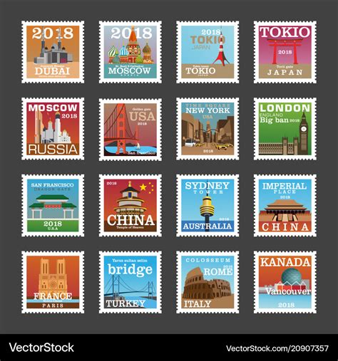 Postage Stamp Collection Royalty Free Vector Image