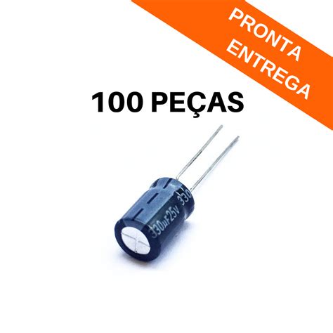 Kit 100 Itens Capacitor Eletrolítico 330uf 25v 85ºc 8x18 Zx