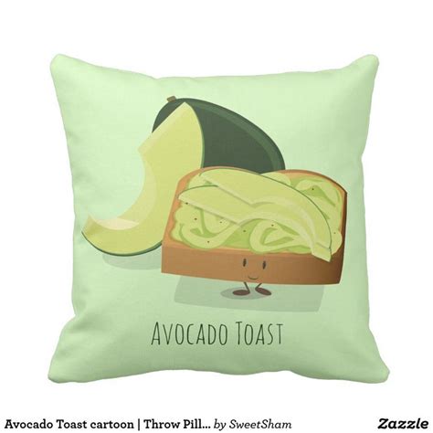 Avocado Toast Cartoon Throw Pillow Throw Pillows Pillows