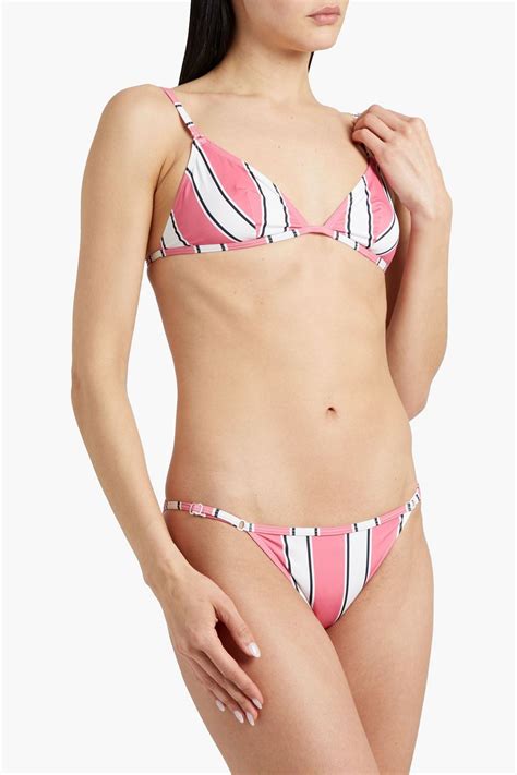 Solid Striped The Lulu Striped Low Rise Bikini Briefs The Outnet