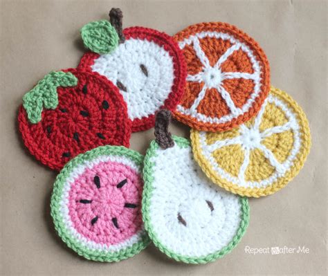 Crochet Fruit Coasters Pattern Repeat Crafter Me