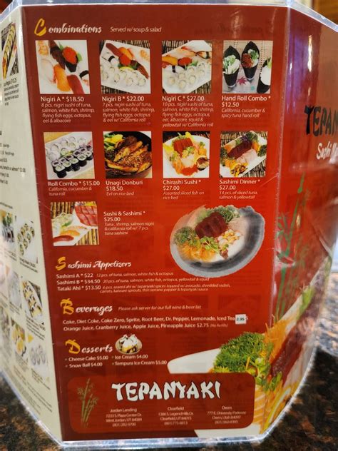 Menu At Tepanyaki Japanese Steak House Restaurant West Jordan S