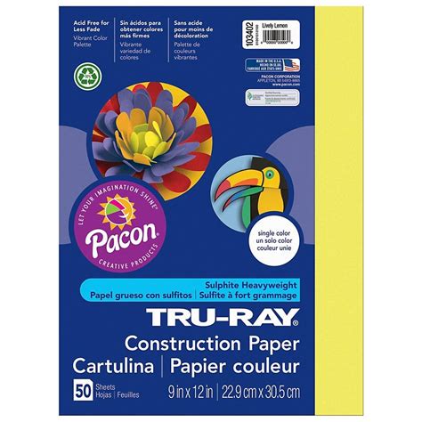 Tru Ray Heavyweight Construction Paper Dhf10 Lively Lemon 9 X 12 50 Sheets