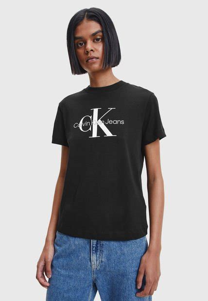 Polera Calvin Klein Monogram T Shirt Negro Calce Regular Compra