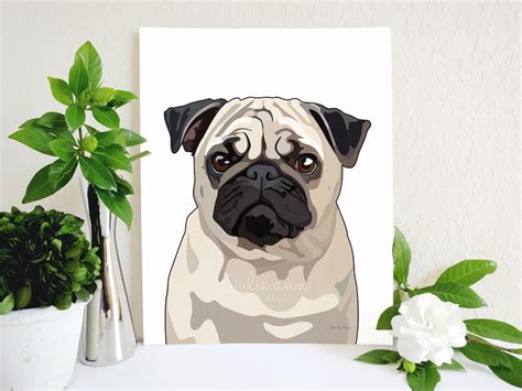 Pug Art Print Pug Dog Art Pug Decor Pug Wall Art Dog Art | Etsy