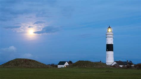 Moonlight Lighthouse wallpaper | nature and landscape | Wallpaper Better