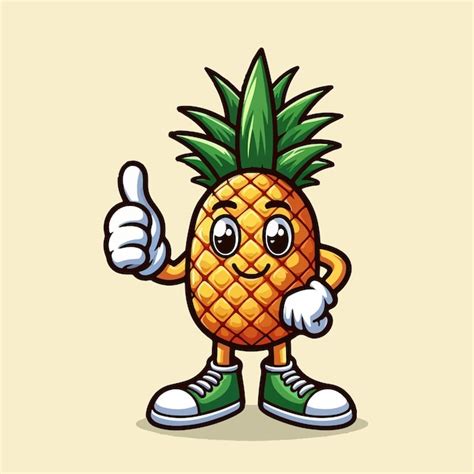 Premium Vector Cute Pineapple Mascot Character Isolated On A Yellow Background